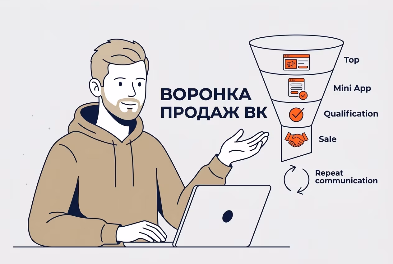 Специалист объясняет воронку продаж для таргетированной рекламы ВКонтакте